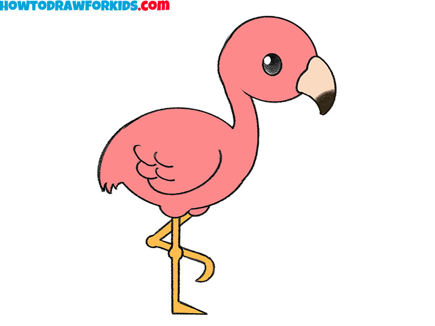 Drawing and coloring worksheet with flamingo bird Vector Image