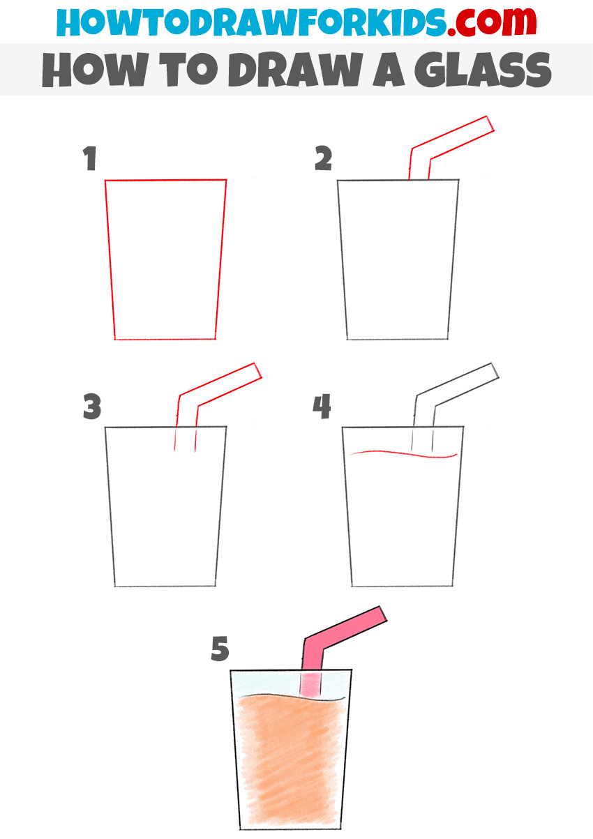 how to draw a glass step by step