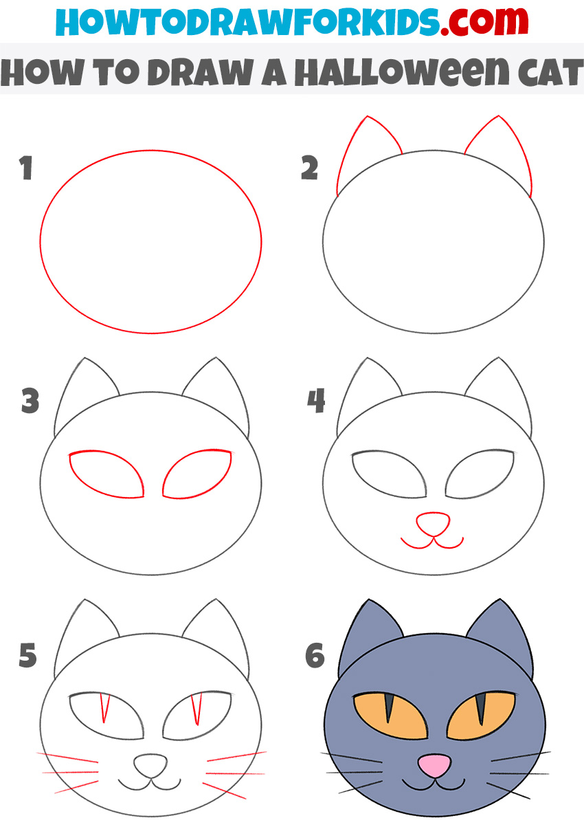 how to draw a halloween cat step by step