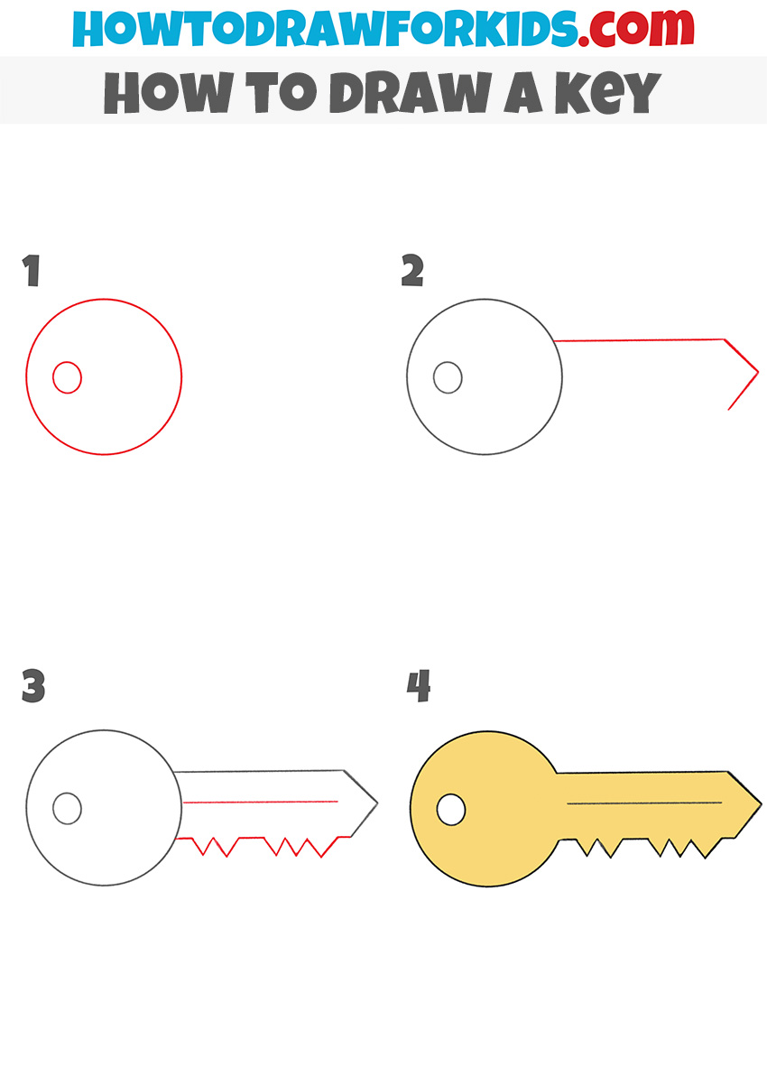how to draw a key step by step