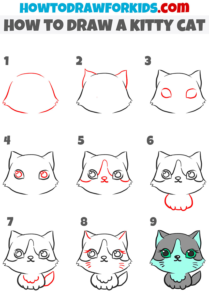 how to draw a kitty cat step by step