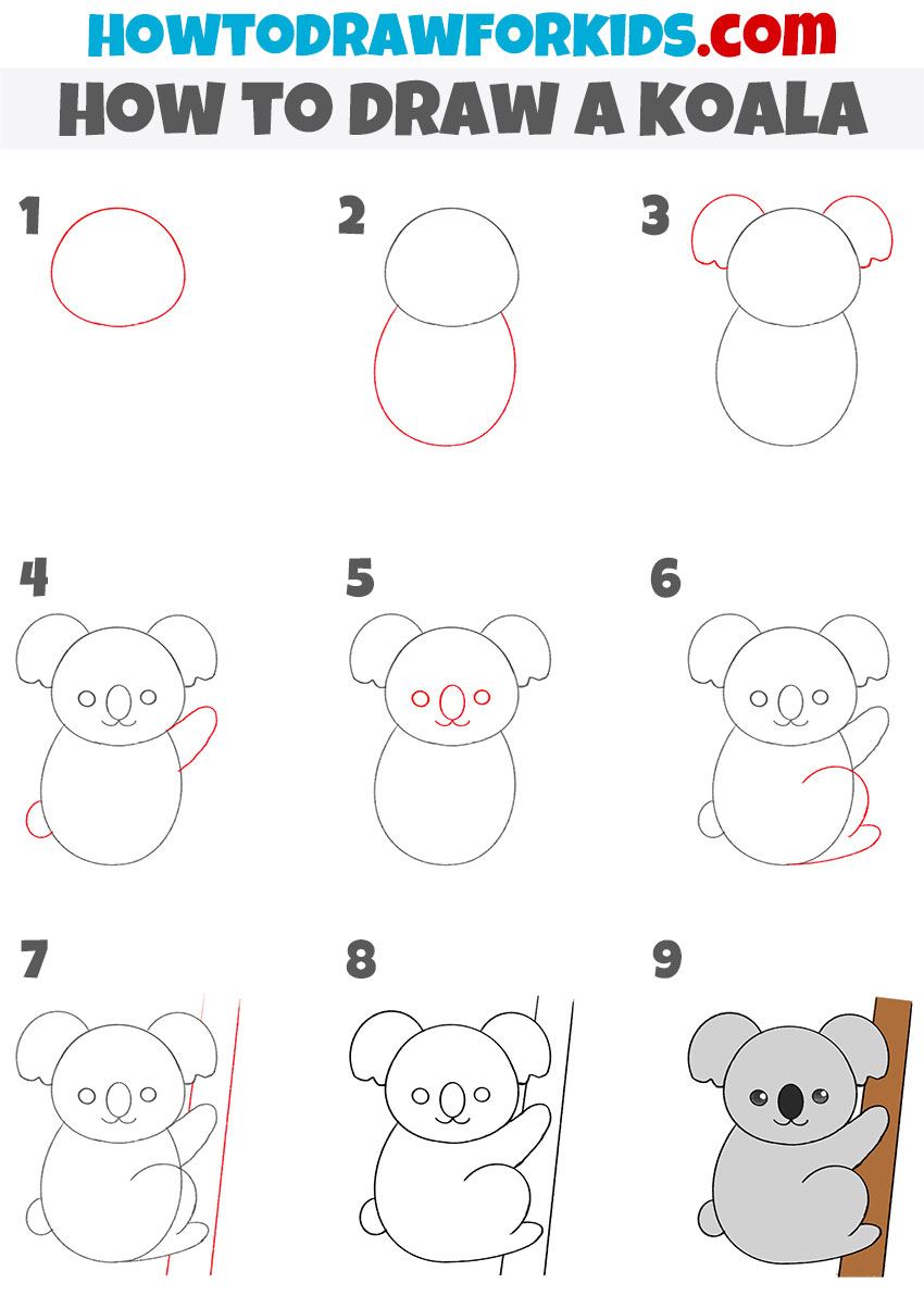 How to Draw a Koala Easy Drawing Tutorial For Kids