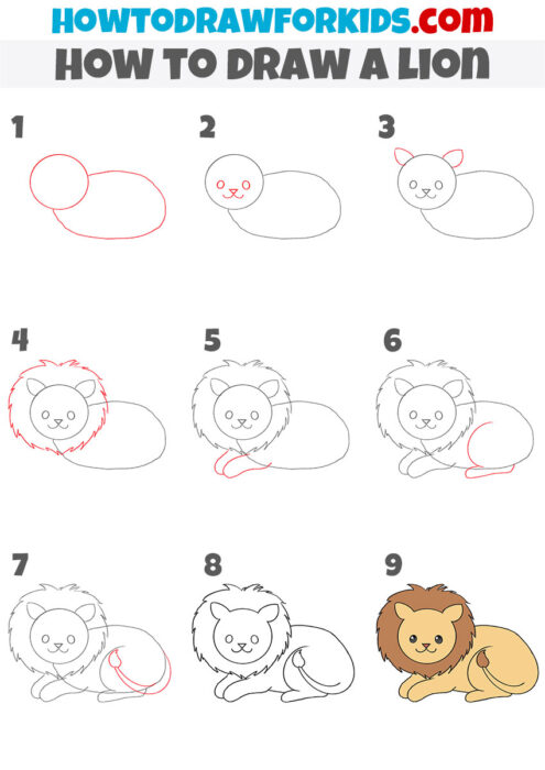 How to Draw a Lion - Easy Drawing Tutorial For Kids