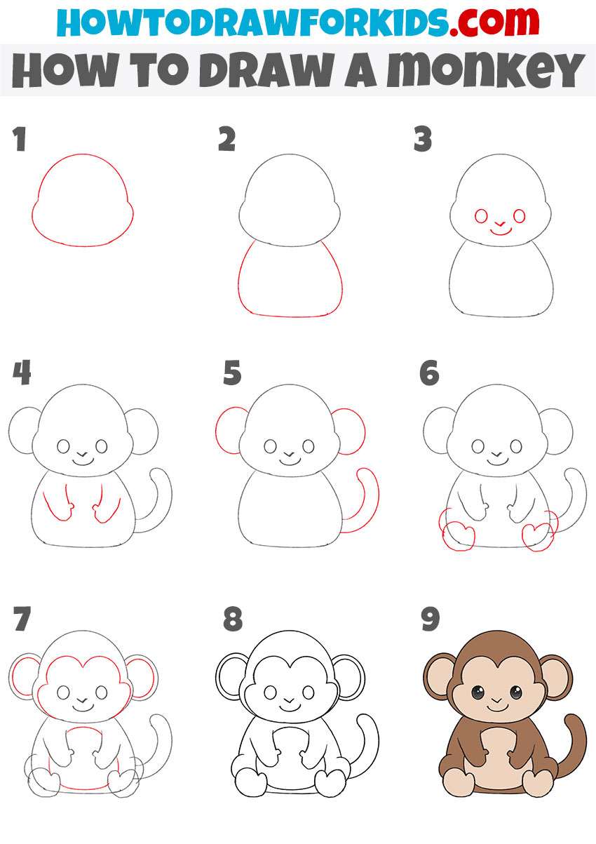 210+ Monkey Drawing For Kids Pictures Stock Illustrations, Royalty-Free  Vector Graphics & Clip Art - iStock