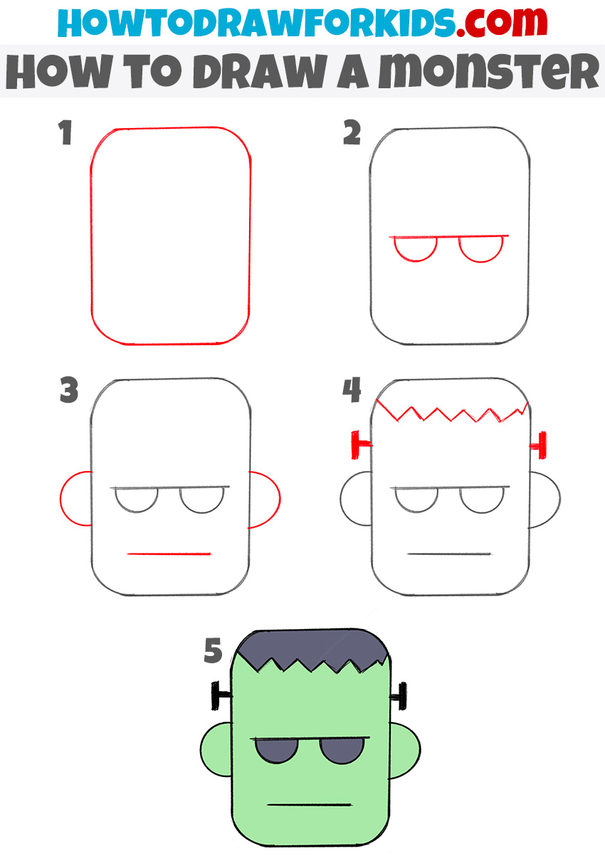 how to draw a monster step by step