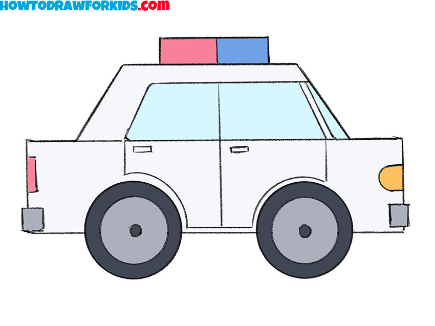 how to draw a police car step by step easy
