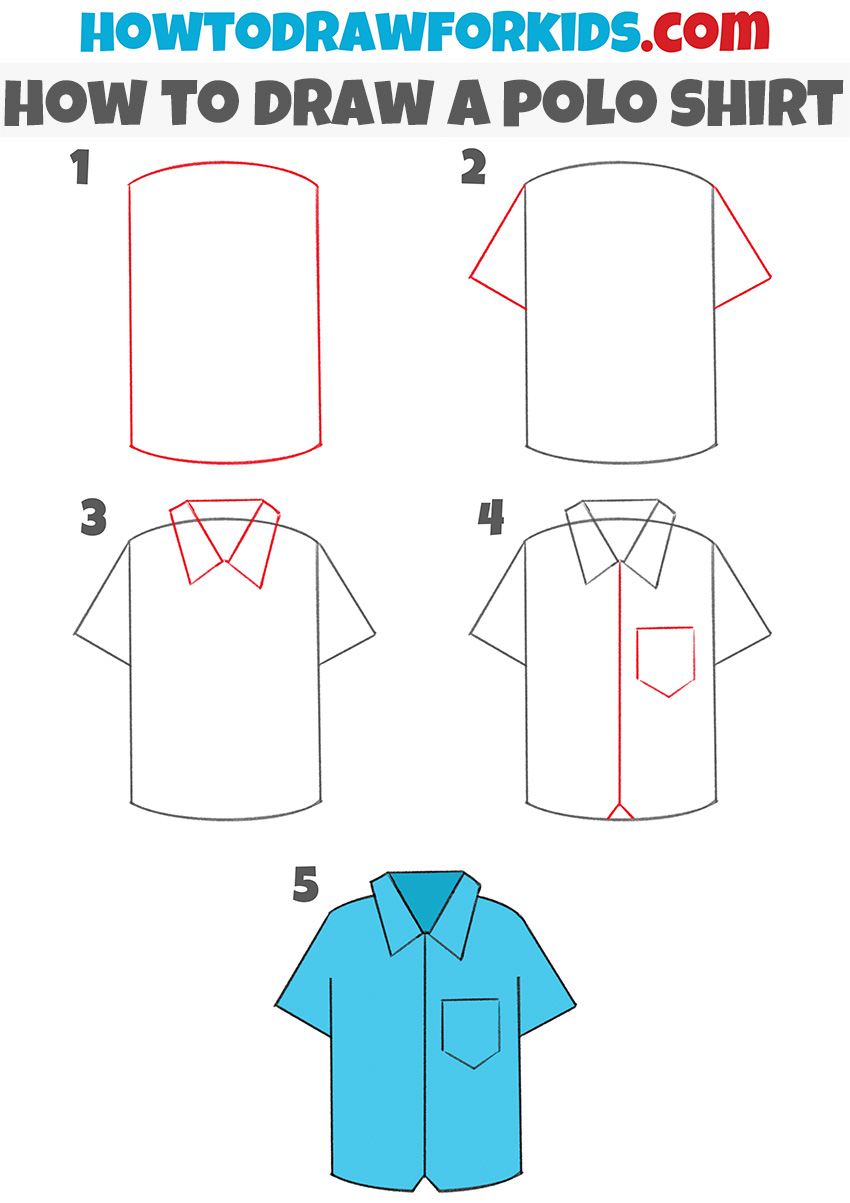 how to draw a polo shirt step by step
