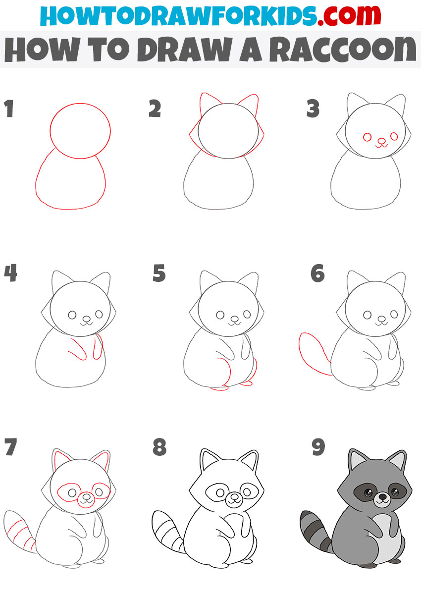 How to Draw a Raccoon Easy Drawing Tutorial For Kids