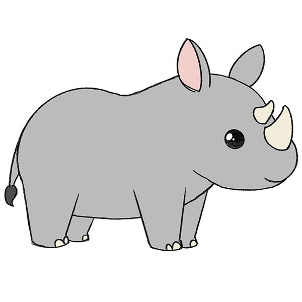 How to Draw a Rhinoceros - Easy Drawing Tutorial For Kids