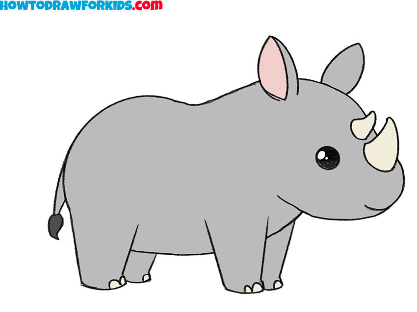 how to draw a rhinoceros step by step easy