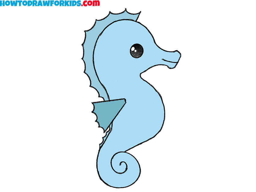 how to draw a seahorse step by step easy