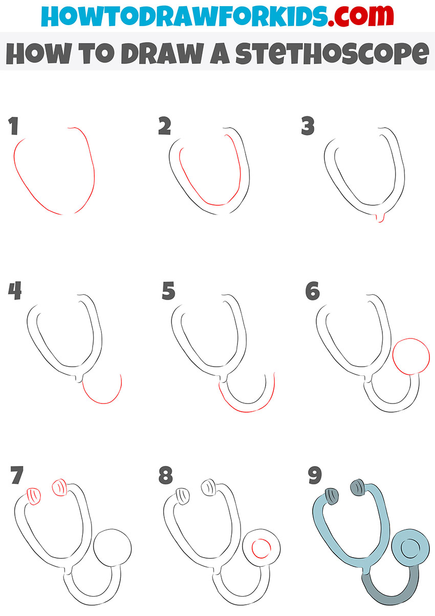 how to draw a stethoscope step by step