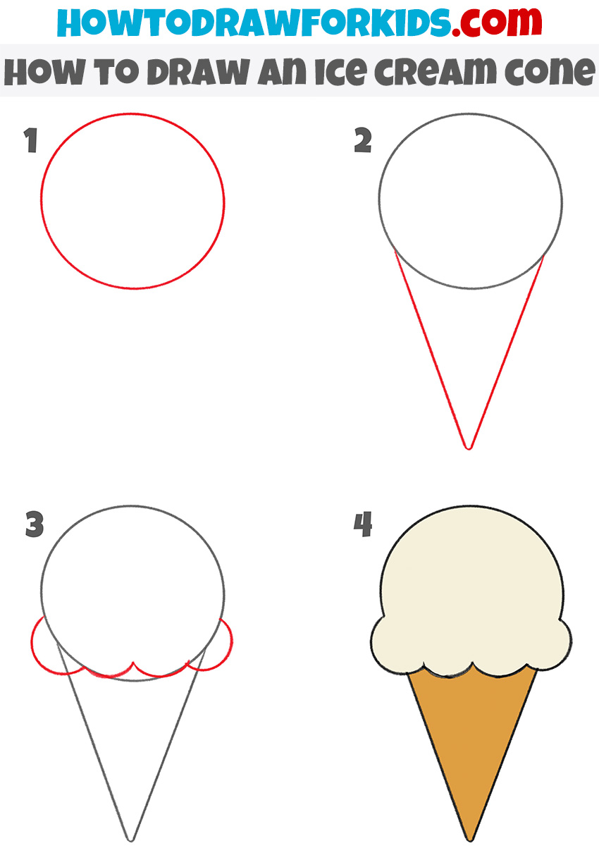 how to draw an ice cream cone step by step