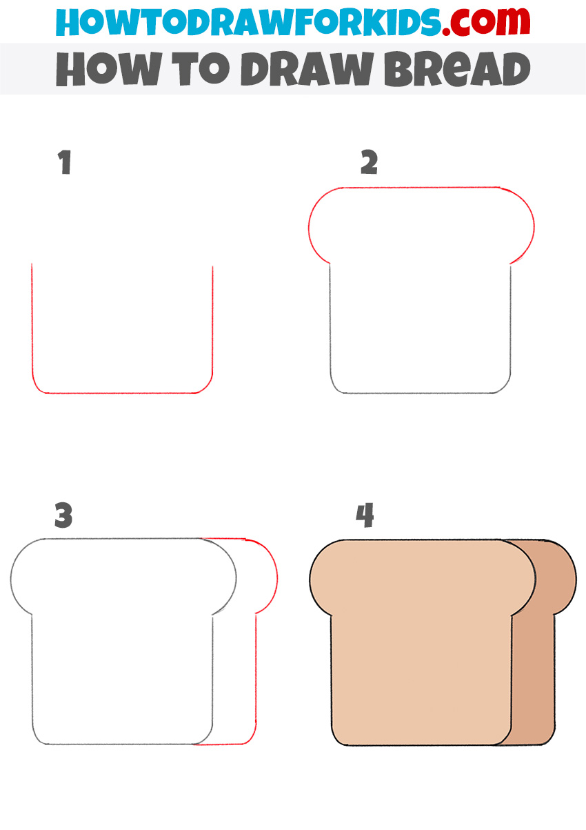 how to draw bread step by step