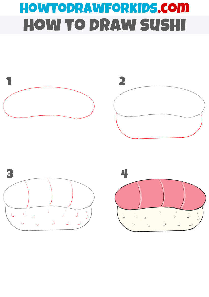 how to draw sushi step by step