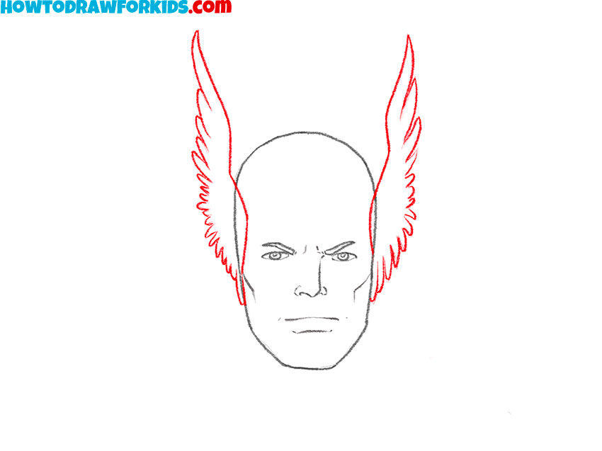 sketch the wings of a classic helmet
