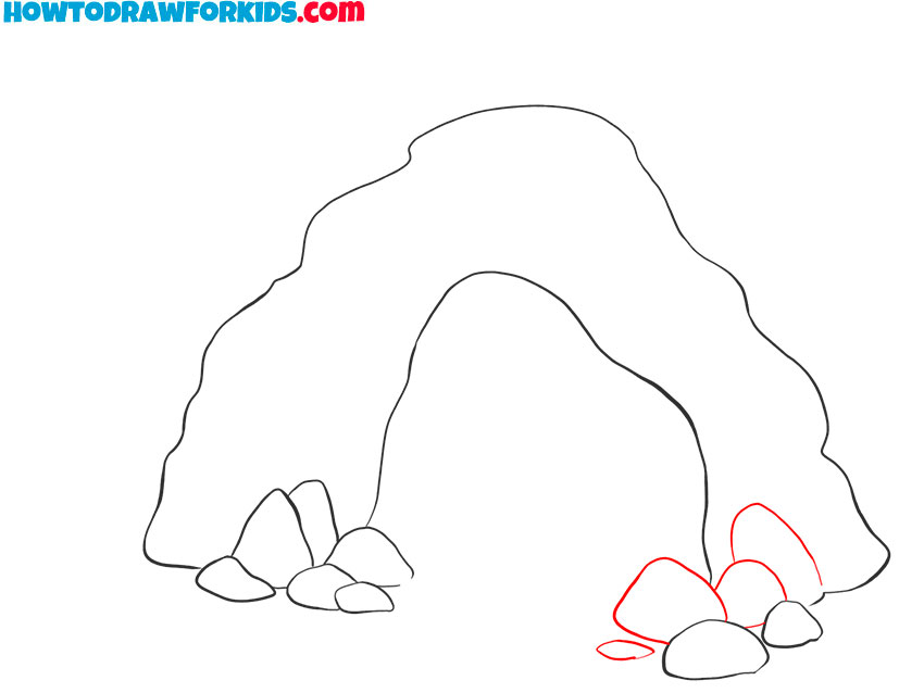 how to draw a cave easy step by step