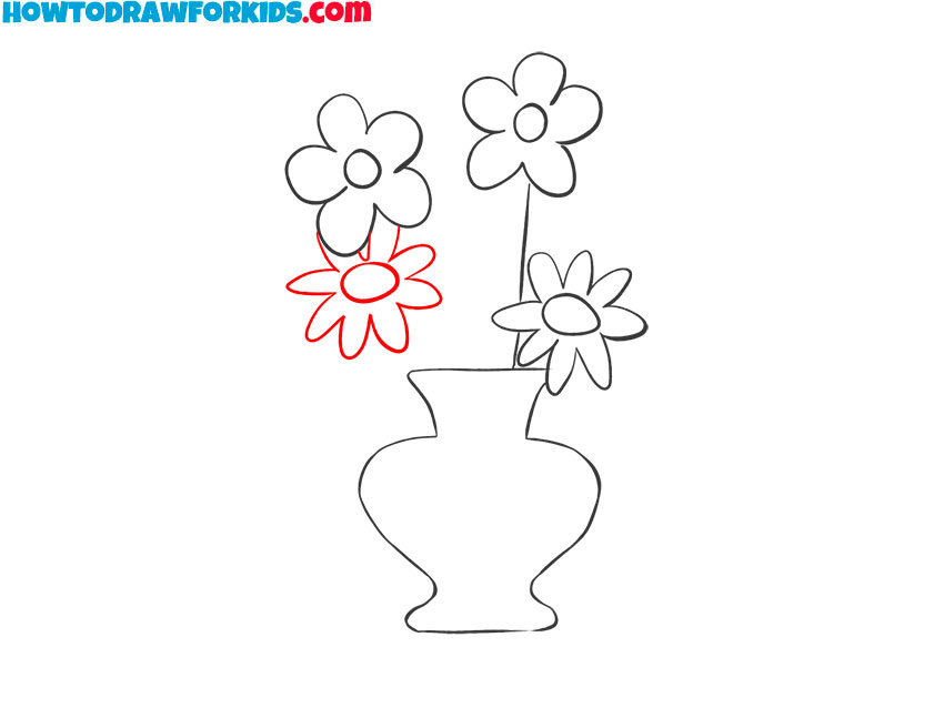 how to draw a simple vase of flowers