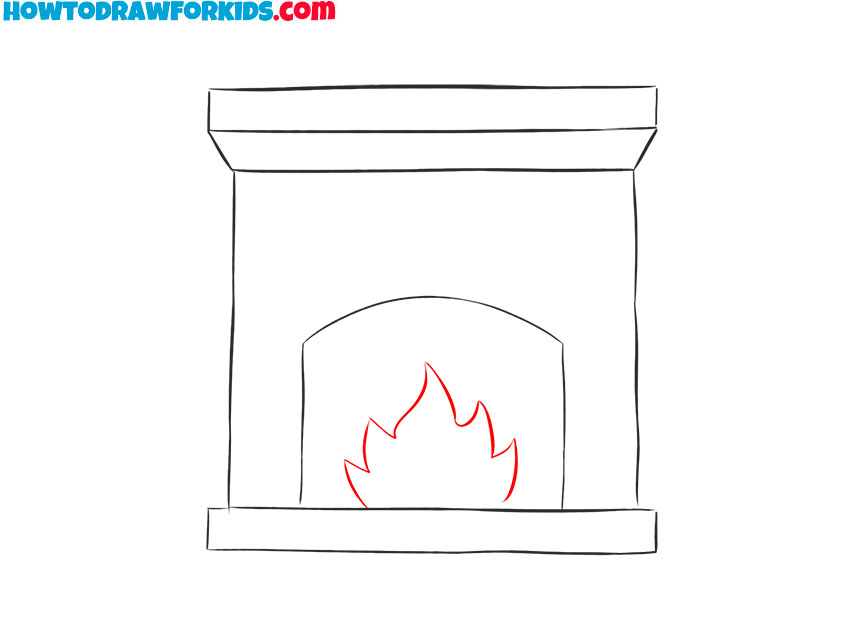 how to draw a simple fireplace