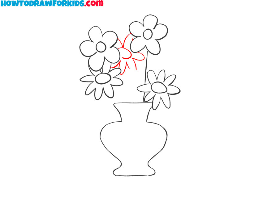 how to draw a vase with flowers easy