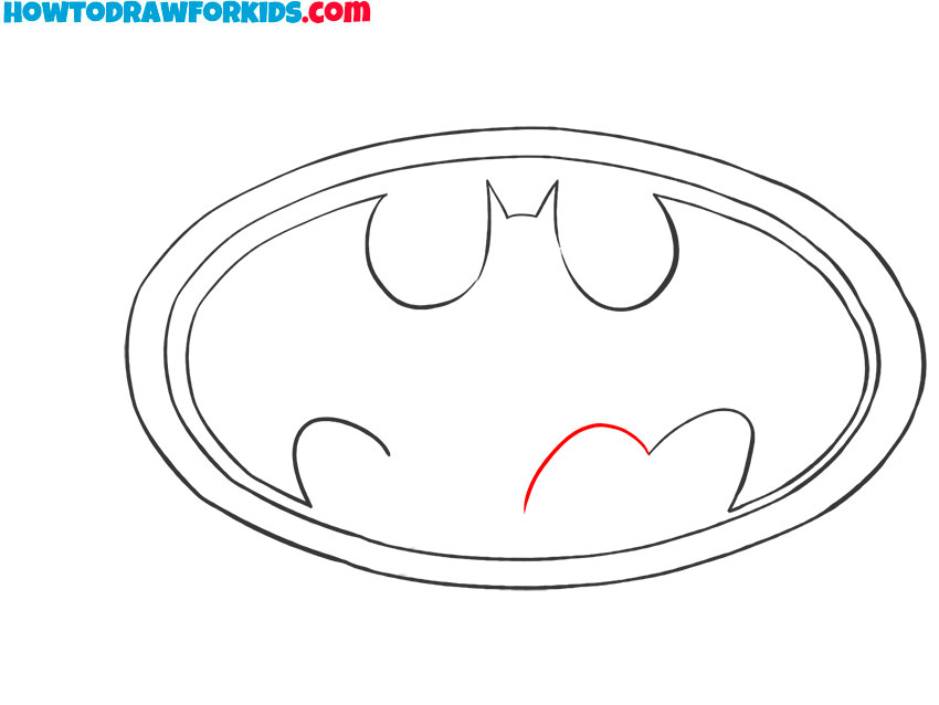 batman logo drawing step by step