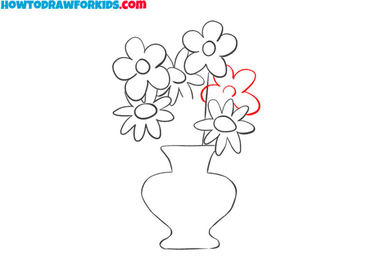 How to Draw Flowers in a Vase Easy Drawing Tutorial For Kids