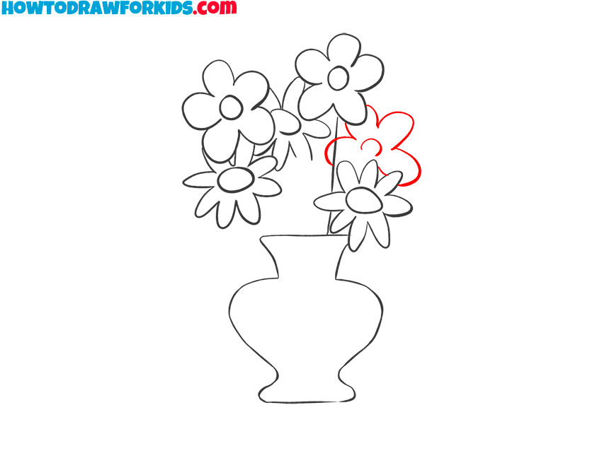 easy to draw flowers in a vase