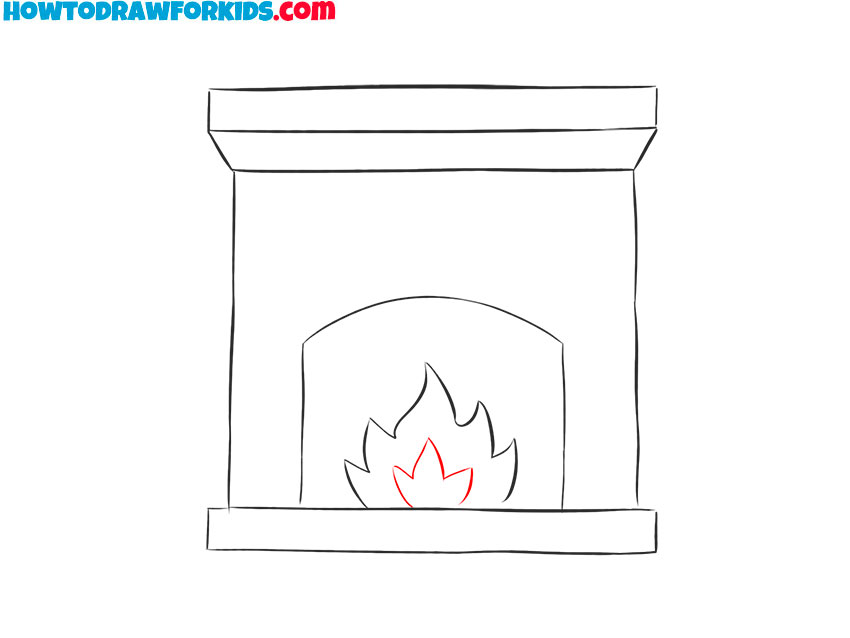 how to draw a realistic fireplace