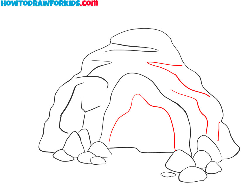 how to draw a simple cave