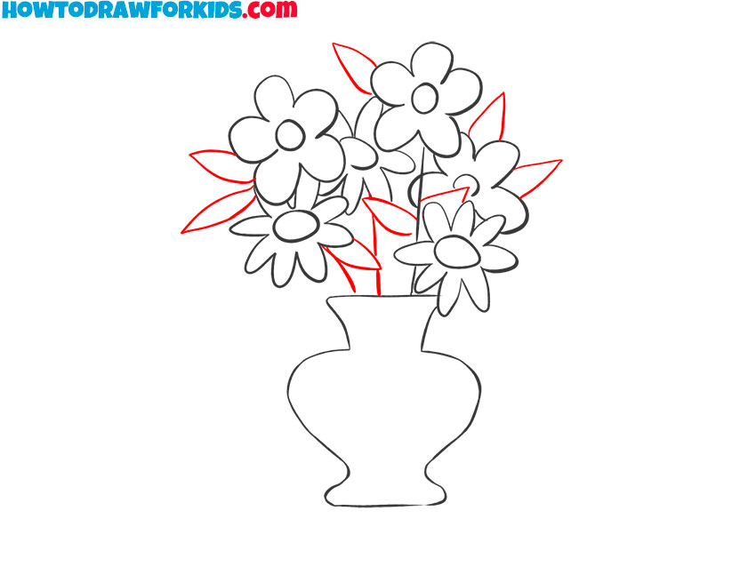 flowers in a vase drawing easy