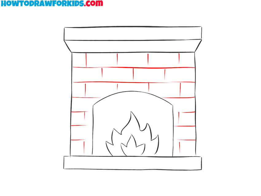 how to draw a 3d fireplace