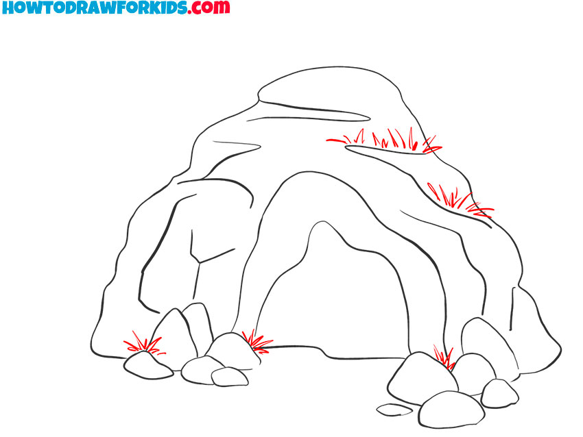 how to draw a realistic cave