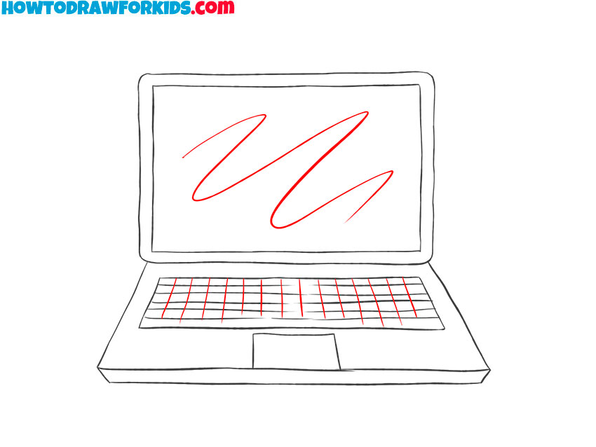 laptop drawing step by step