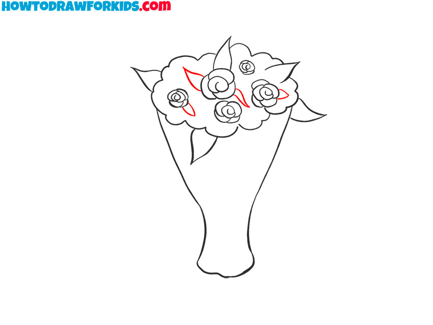 rose bouquet drawing step by step