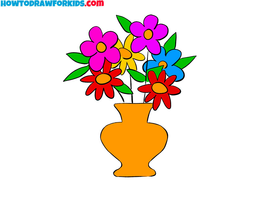 Easy and simple Flower Vase drawing. - YouTube