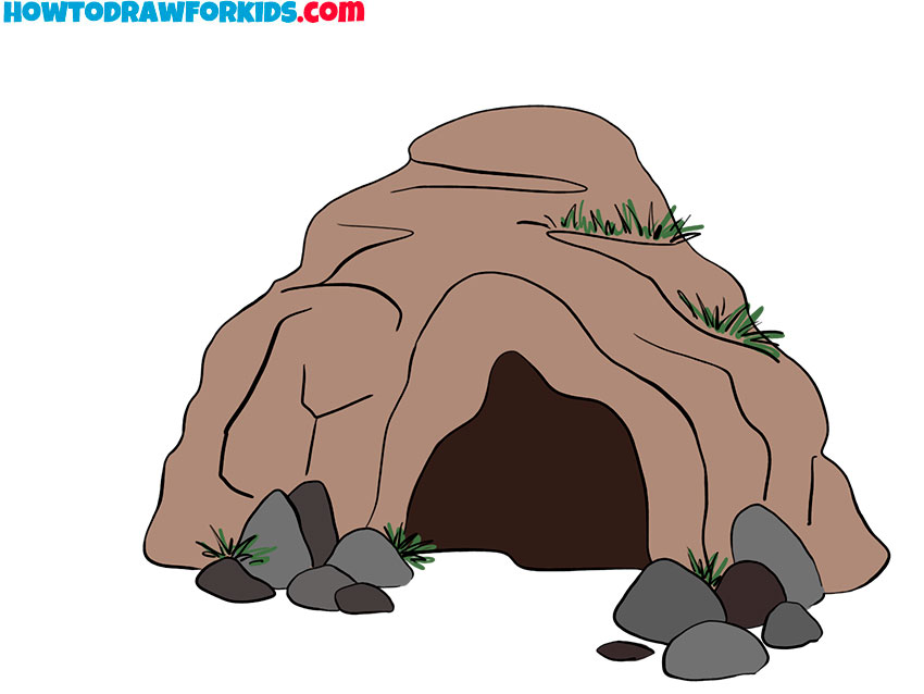 how to draw a 3d cave