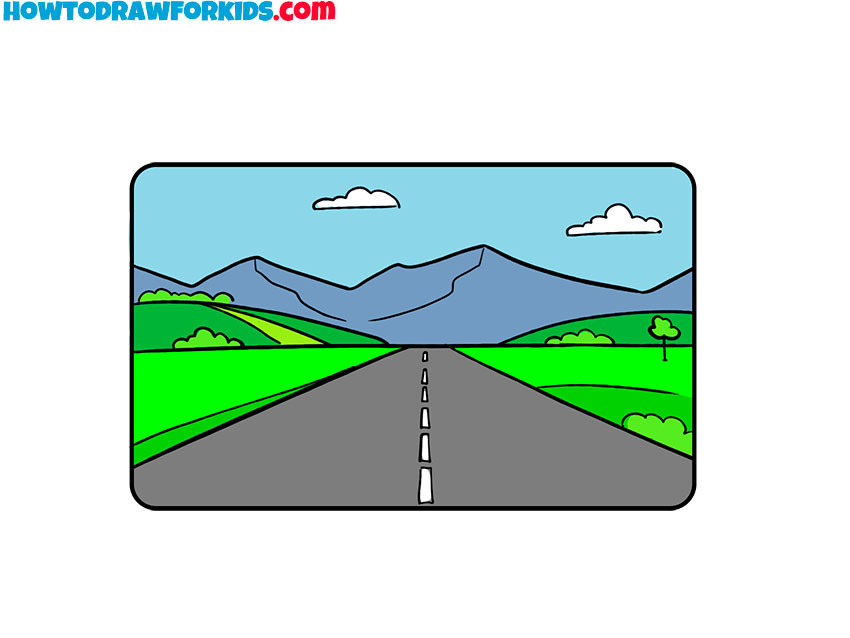 simple road drawing lesson