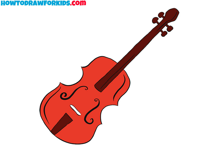 How To Draw a Violin / Fiddle (Musical Instrument) - Easy Peasy For Kids -  Rainbow Printables