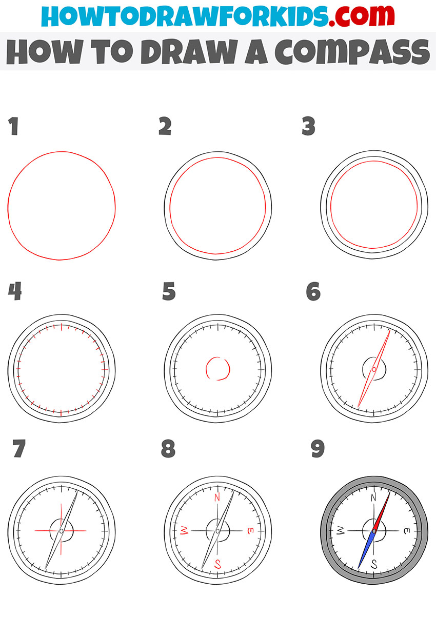How to Draw a Compass step by step