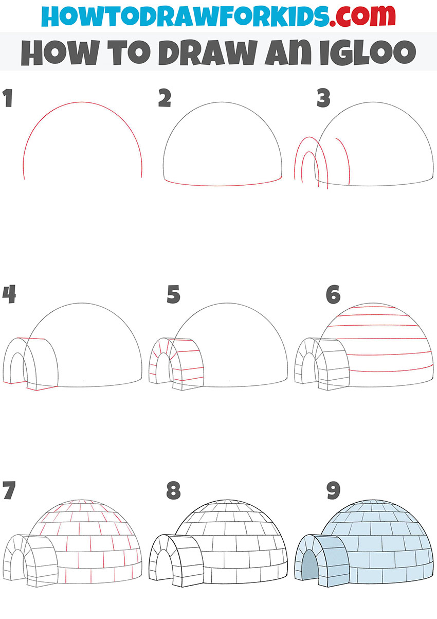 How-to-Draw-an-Igloo step by step