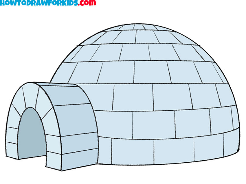 Easy How to Draw an Igloo Tutorial and Igloo Coloring Page