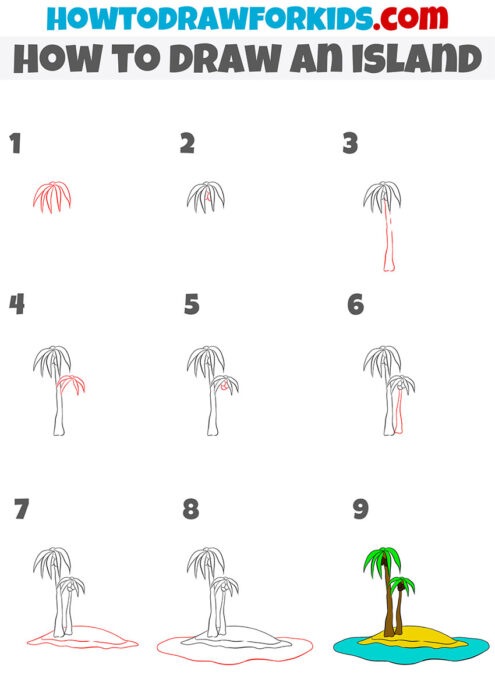How to Draw an Island - Easy Drawing Tutorial For Kids