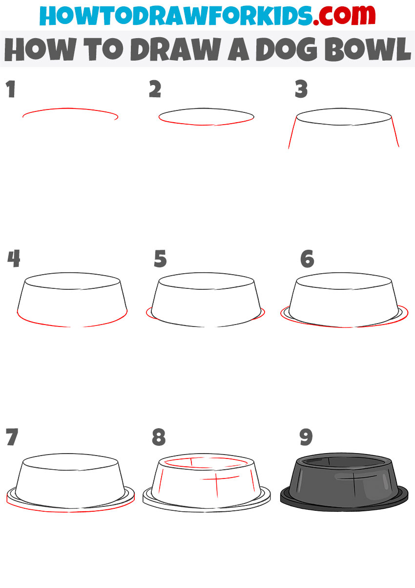 How to draw a Dog Bowl step by step