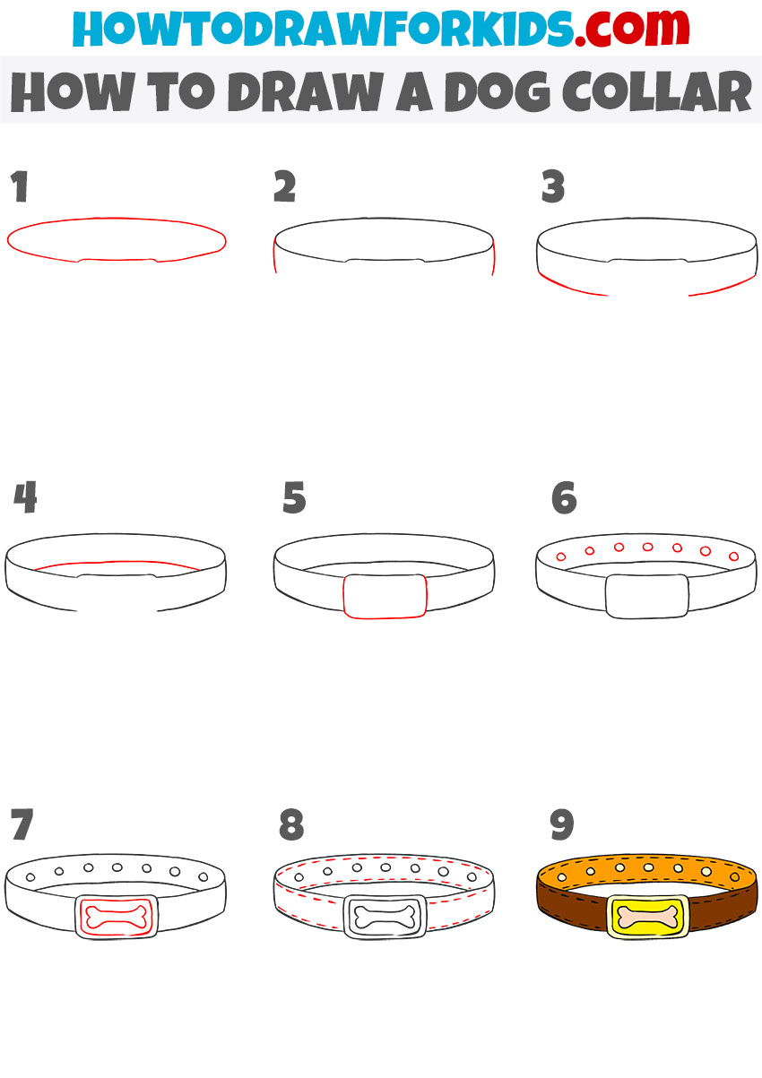 How to draw a Dog Collar step by step