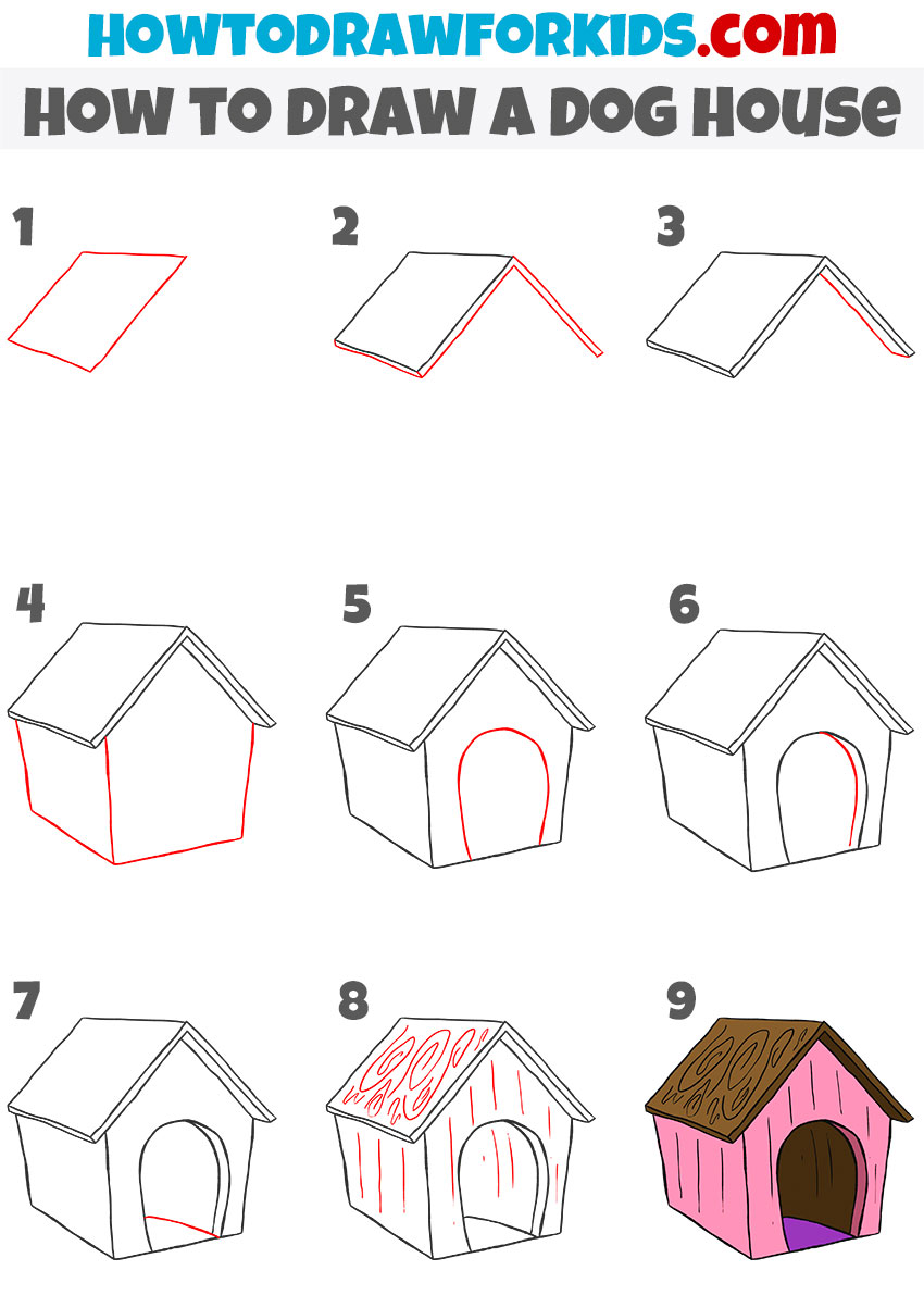 How to Draw a Dog House Easy Drawing Tutorial For Kids