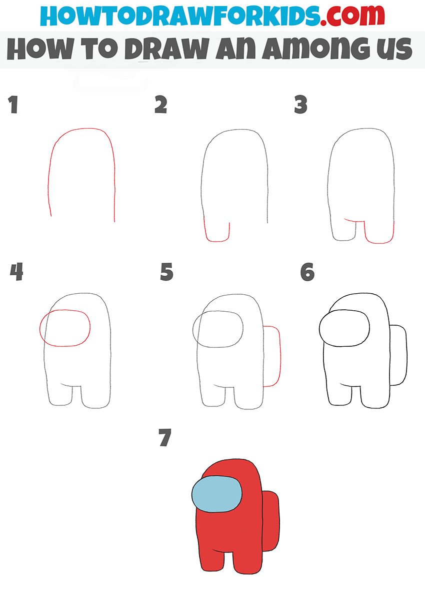 How to draw an Among us step by step