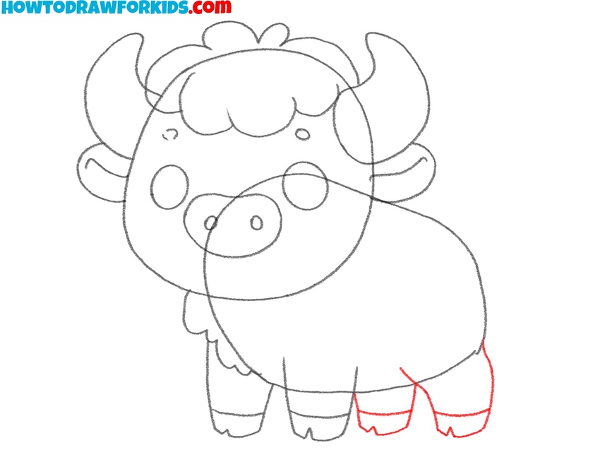 Draw the buffalo’s rear legs