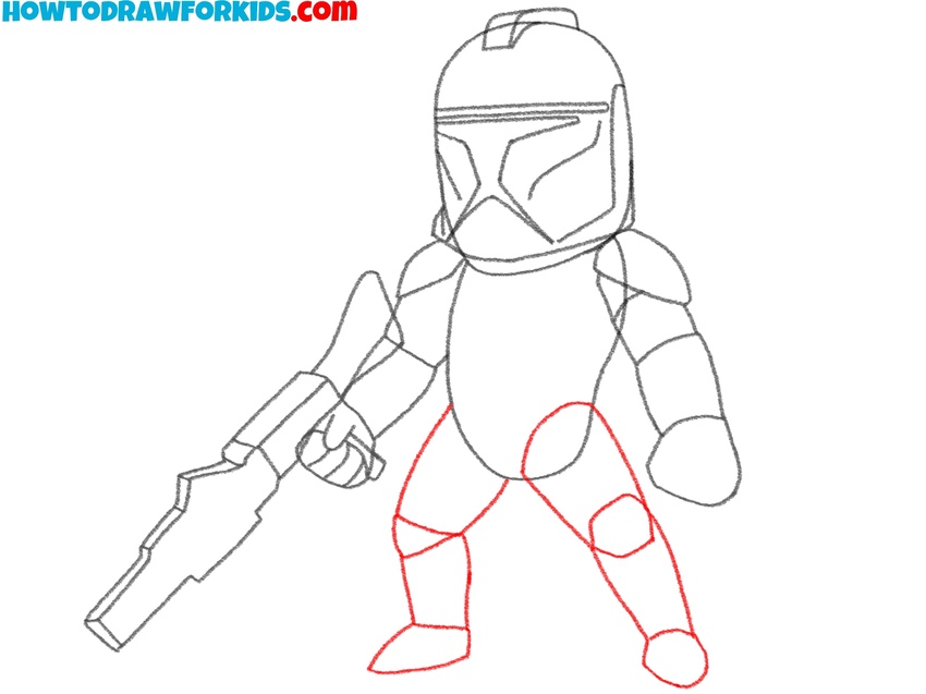 Draw the bottom half of the Clone Trooper