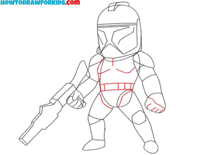 Draw the Clone Trooper’s chest armor