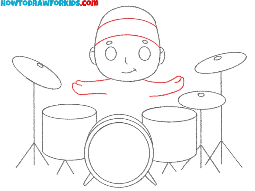 Draw the drummer’s arms